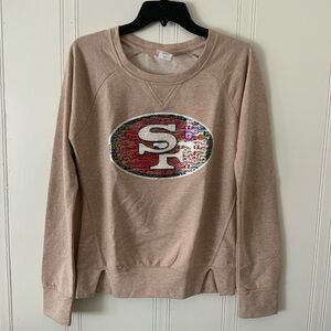 NFL San Francisco 49ers Kids Tan Sequin Logo Sweatshirt